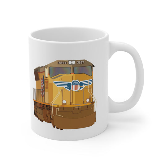 UP 3827 (EMD SD70M) - White Mug (11oz)