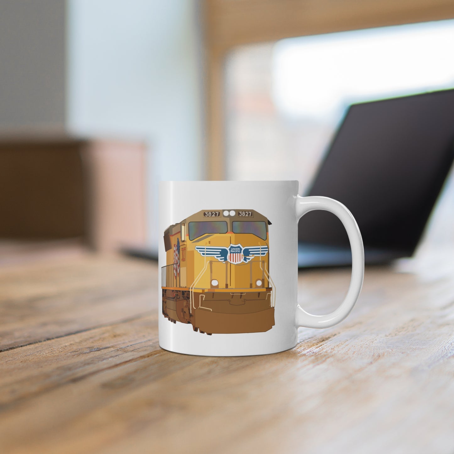 UP 3827 (EMD SD70M) - White Mug (11oz)