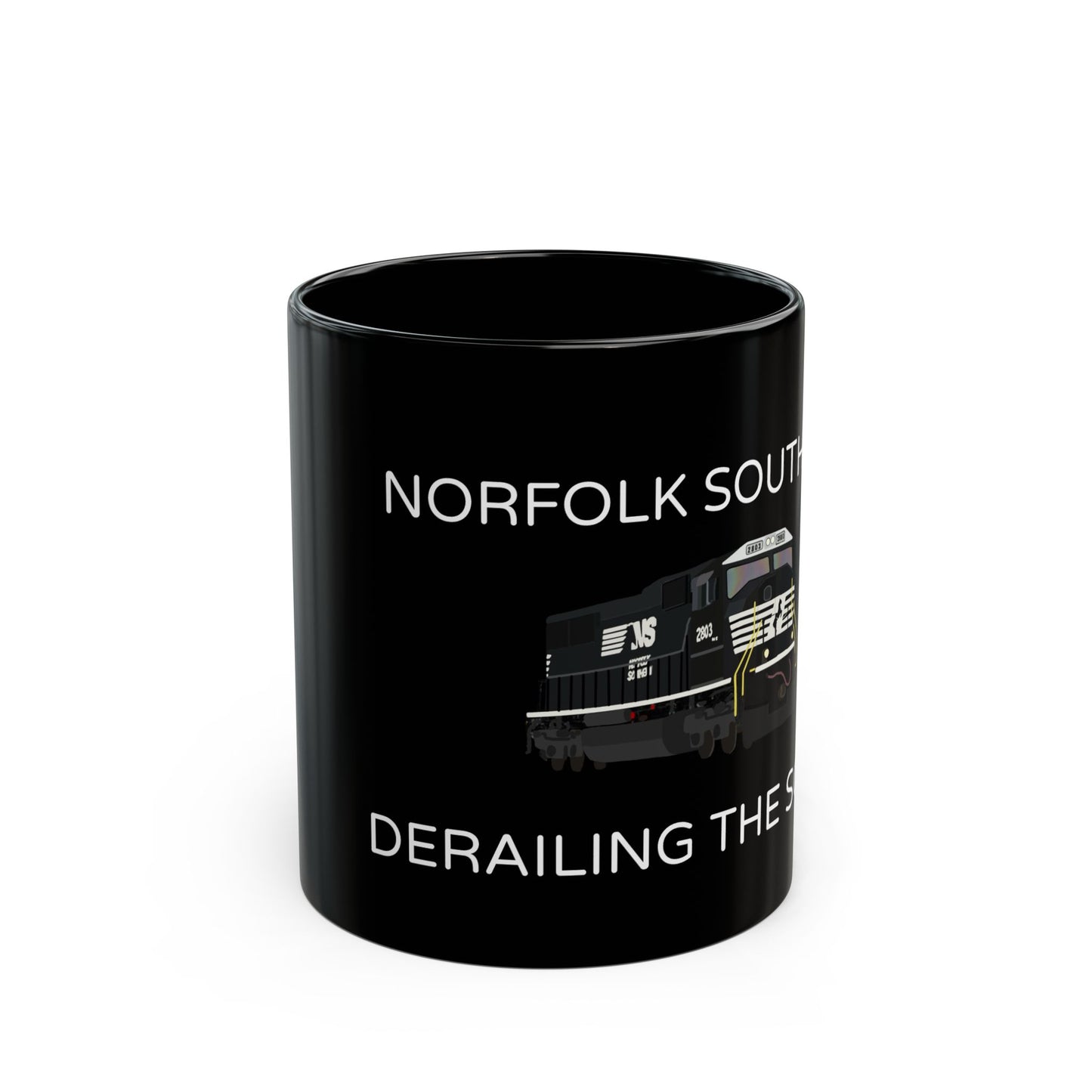 "Norfolk Southern: Derailing the South" - Funny NS Railroad Mug - 11oz (black)