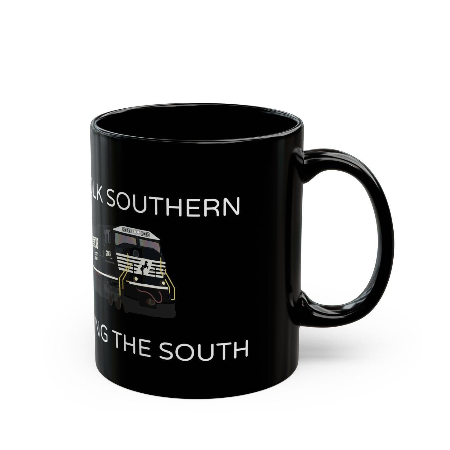 "Norfolk Southern: Derailing the South" - Funny NS Railroad Mug - 11oz (black)