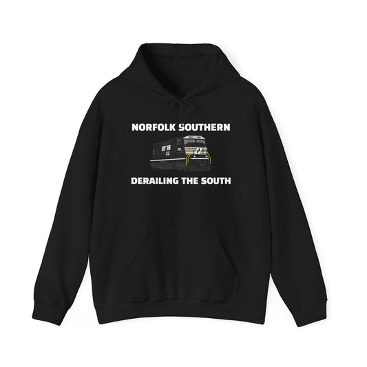 "Norfolk Southern: Derailing the South" - Funny NS Locomotive Hooded Sweatshirt